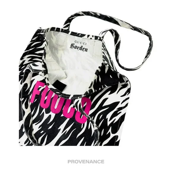 🔴 Gucci Garden FUOCO Zebra Cotton Tote Bag - Black/White - Picture 3 of 8